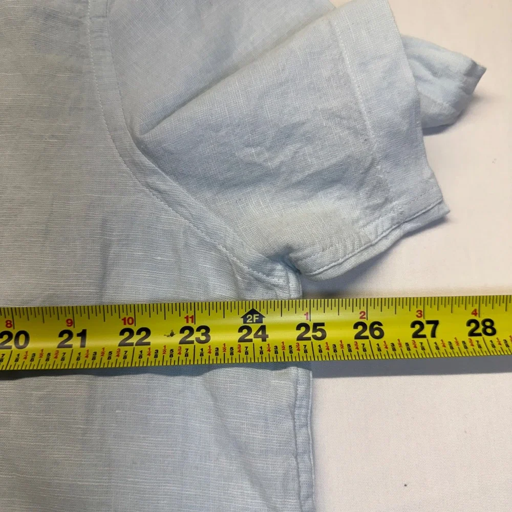 Banana Republic Linen Shirt XL Blue Coastal Beach Resort Summer Camp Collar Slim